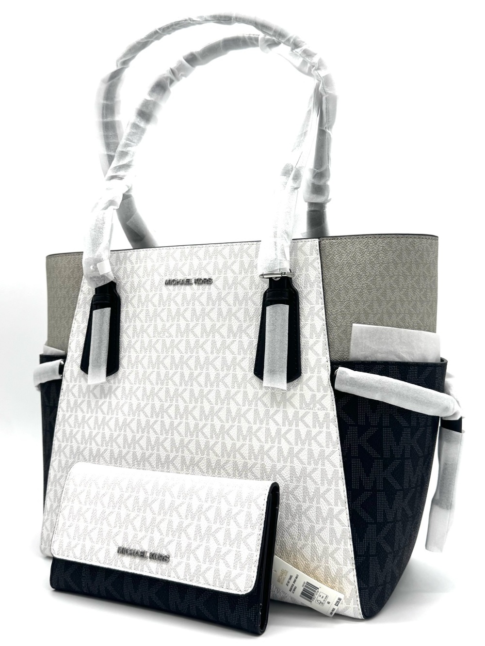 Michael Kors Voyager Large Color-Block Logo Tote Bag w Matching Trifold Wallet